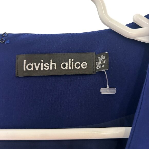 Lavish Alice Pleated Tulip Hem Minidress Navy Size 6 - Picture 2 of 4